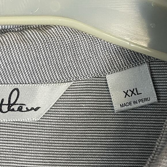 Travis Mathew Polo Shirt Mens XXL Gray Striped Golf Short Sleeve Performance - Picture 4 of 10